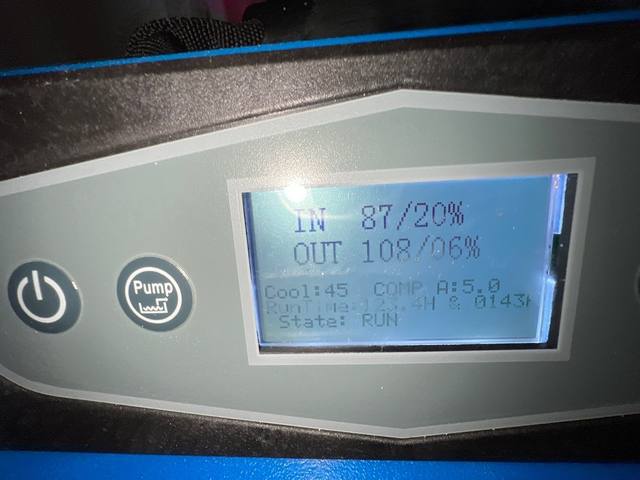 Dehumidifier display showing humidity readings during structural drying